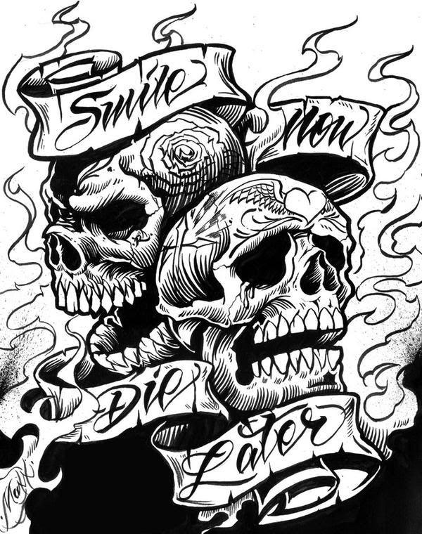 600x760 clown mexican skull tattoo live now die later ink mexican - Mexican Clown Drawings