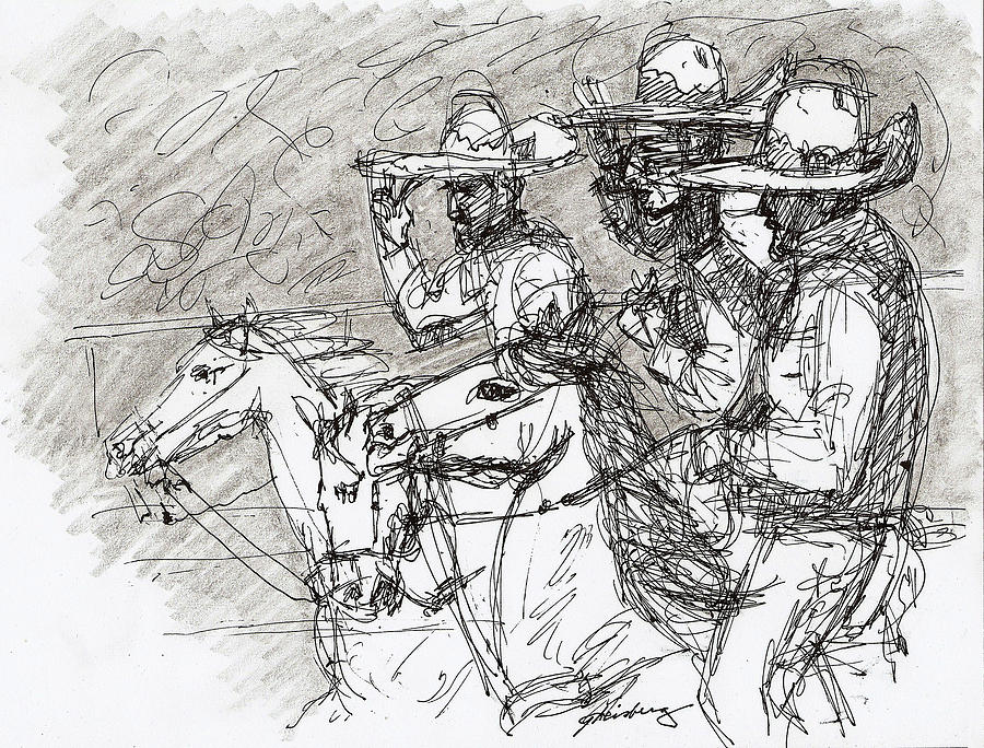 900x684 mexican charros drawing - Mexican Drawings