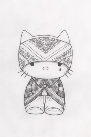 300x450 pic of hello kitty as a mexican cholo cholo drawing pictures - Mexican Drawings