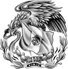 235x236 best mexican flag tattoos images chicano, mexican flag eagle - Mexican Eagle Drawing