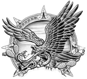 361x328 Mexican Eagle And Snake Tattoo Design Aztec Tattoo's Tatuagem - Mexican Eagle Drawing
