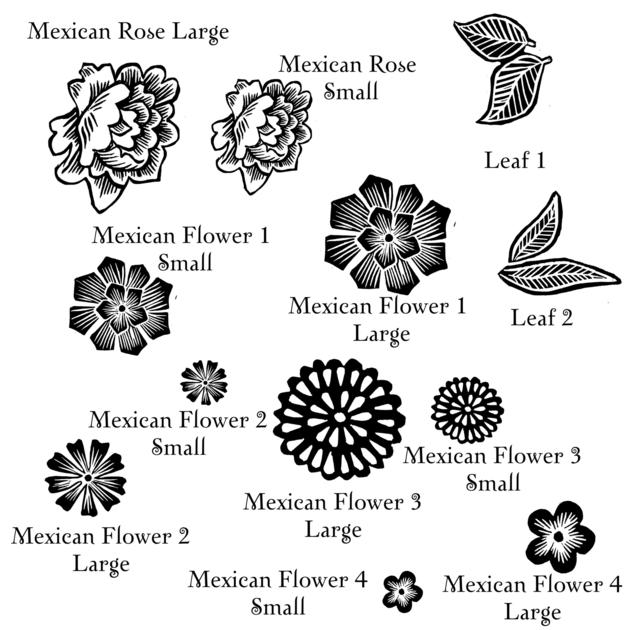 630x630 mexican flower rubber stamps noolibird - Mexican Flowers Drawing
