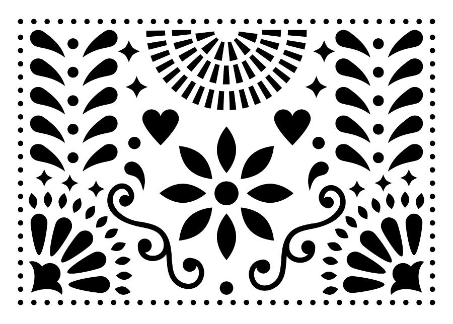 900x644 mexican folk art vector pattern, colorful design with flowers - Mexican Flowers Drawing