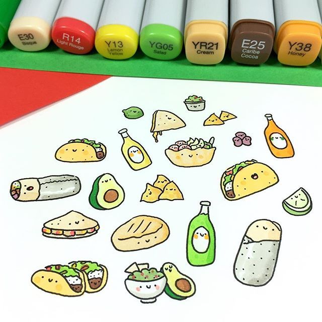 640x640 it's taco time! - Mexican Food Drawings