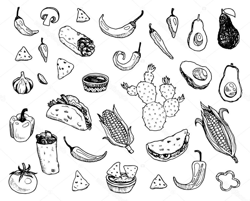 1024x825 Best Mexican Food Drawing Design - Mexican Food Drawings
