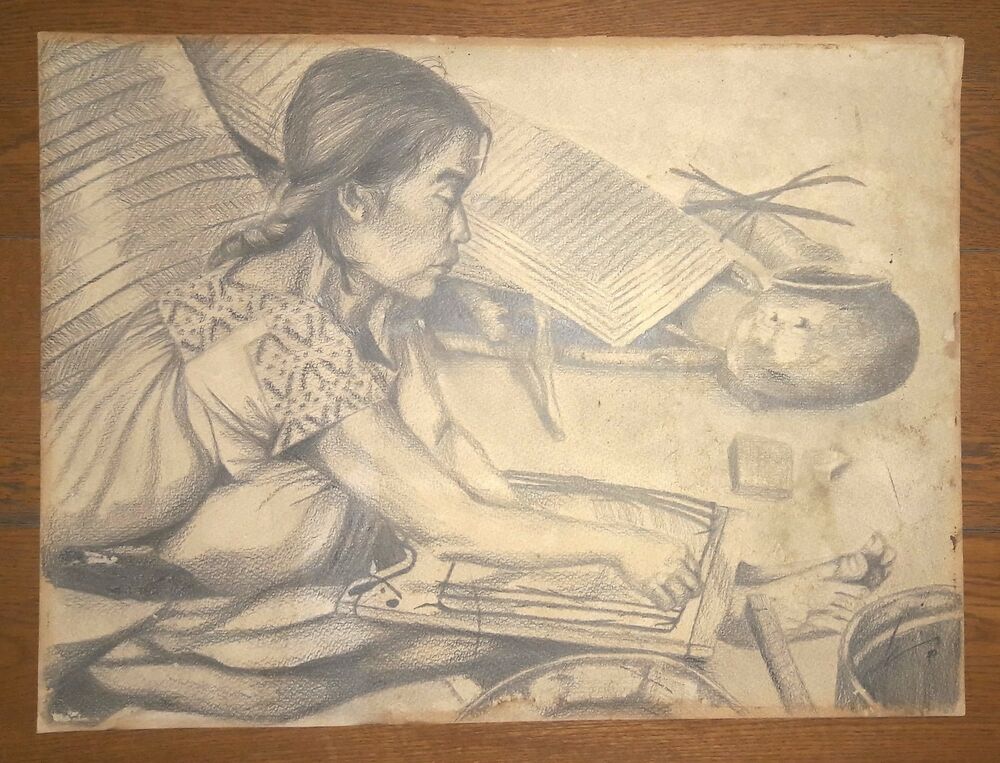 1000x763 saturnino herran guinchard mexican girl graphite pencil - Mexican Girl Drawing