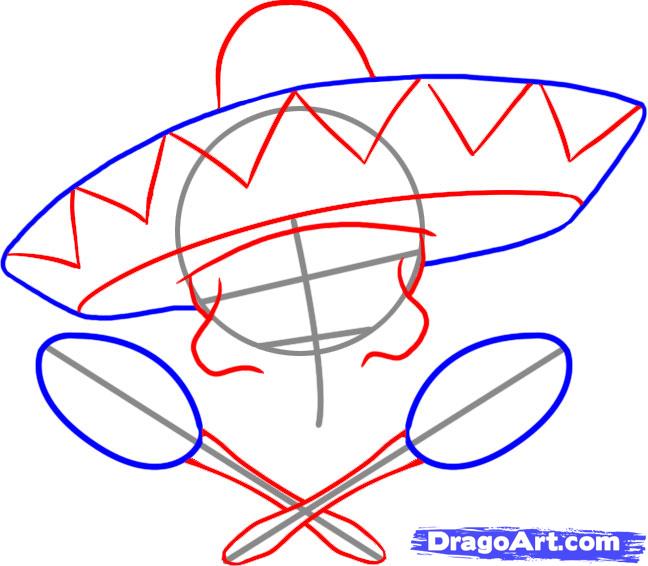648x566 how to draw a sombrero, step - Mexican Hat Drawing