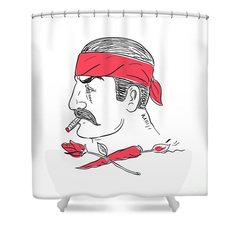 800x800 mexican guy cigar hot chili rose drawing shower curtain for sale - Mexican Rose Drawing