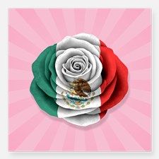 225x225 mexican rose flag on pink sticker for art mexican tattoo - Mexican Rose Drawing