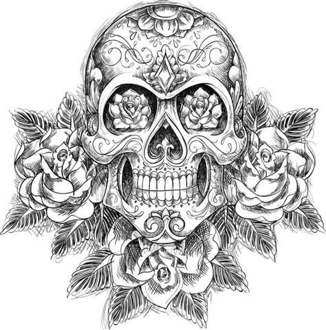 474x480 Rose Flowers And Mexican Skull Tattoo Design Skull Tattoo - Mexican Rose Drawing