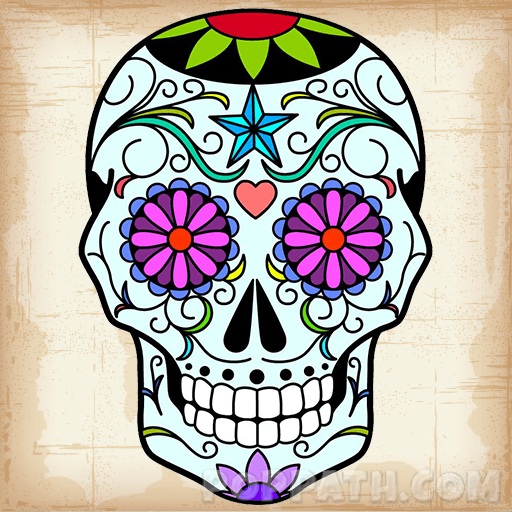 512x512 how to draw a sugar skull pop path - Mexican Skull Drawing