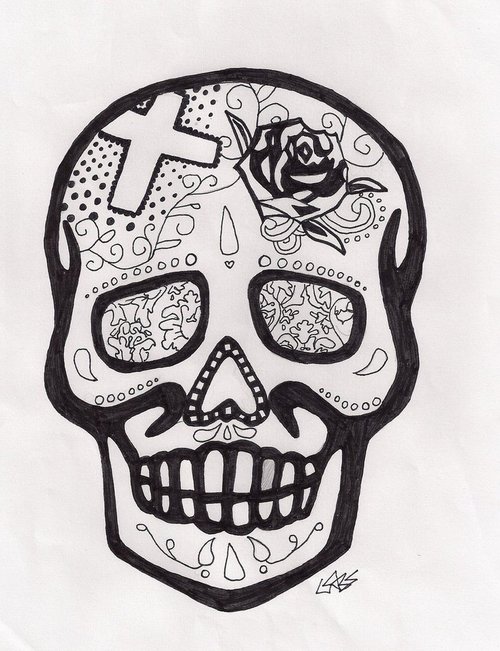 500x651 Mexican Skull Drawing - Mexican Skull Drawing