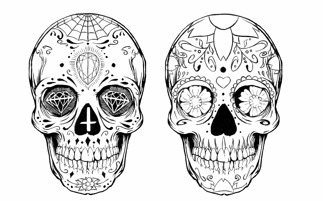 1280x800 Man Drawing Sugar Skull For Free Download - Mexican Skull Drawing