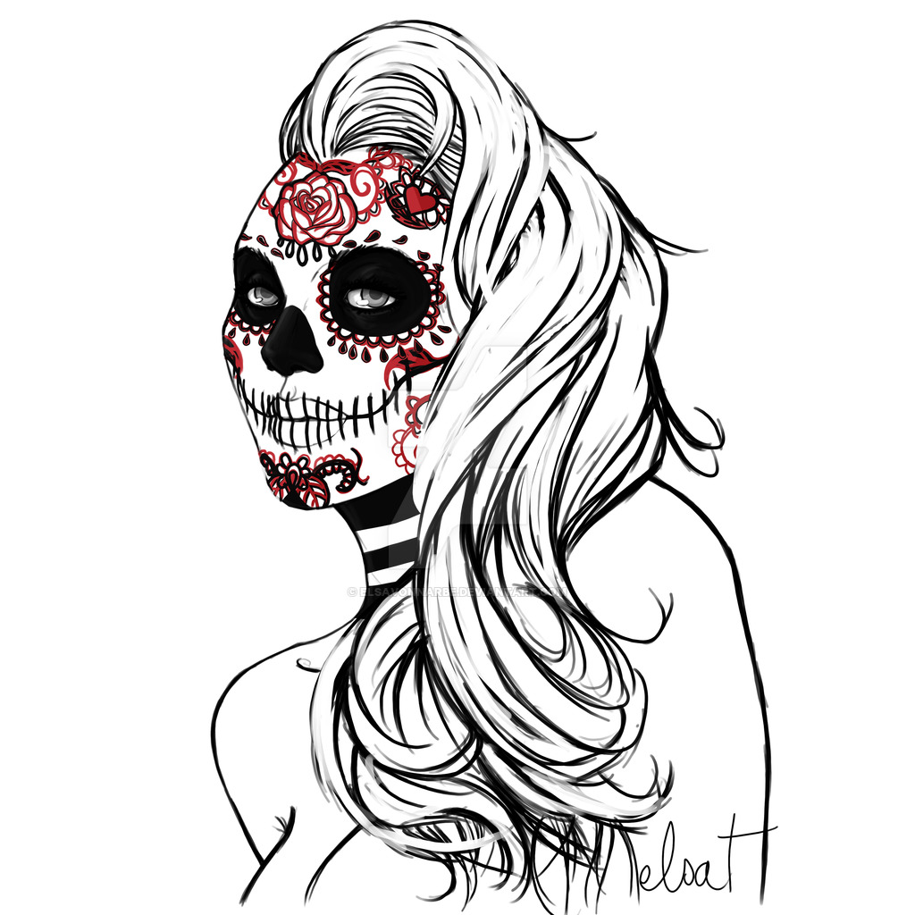 1024x1024 Mexican Skull Art - Mexican Skull Drawing