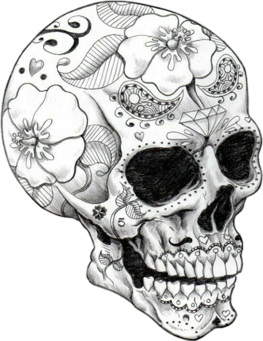 524x680 Skull Draw Tattoo Blackandwhite Mexican Mexicanskull - Mexican Skull Drawing