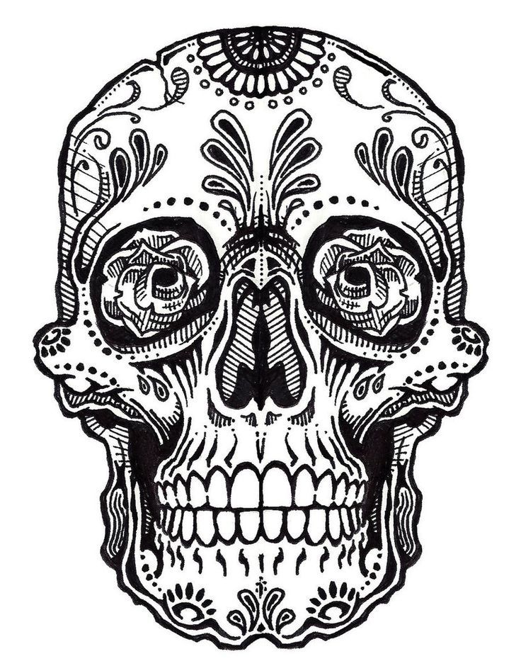 736x940 coloring pages mexican skulls drawings sugar skull drawings - Mexican Skull Drawing