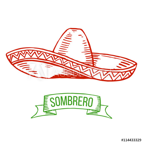 500x500 hand drawing sombrero isolated on white background symbol - Mexican Sombrero Drawing