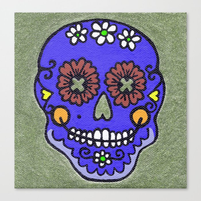 700x700 dia de los muertos mexican sugar skull purple canvas print - Mexican Sugar Skull Drawings