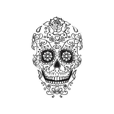 400x400 mexican sugar skull illustration art print - Mexican Sugar Skull Drawings