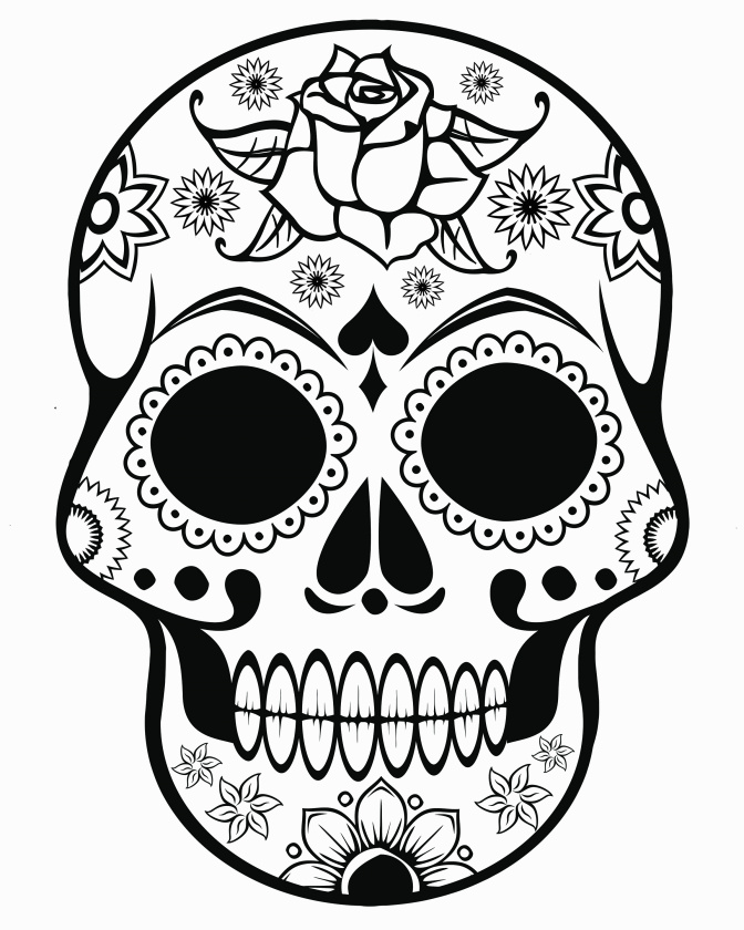 672x840 new printable mexican sugar skull drawing - Mexican Sugar Skull Drawings