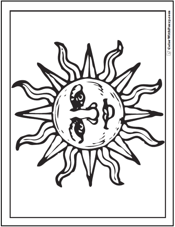 590x762 sunshine drawing sun mexican for free download - Mexican Sun Drawing