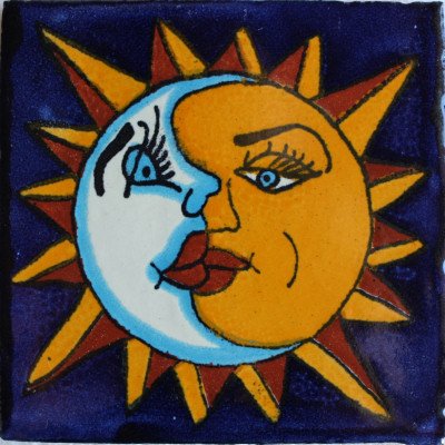 400x400 pcs sun and moon talavera mexican tile home - Mexican Sun Drawing