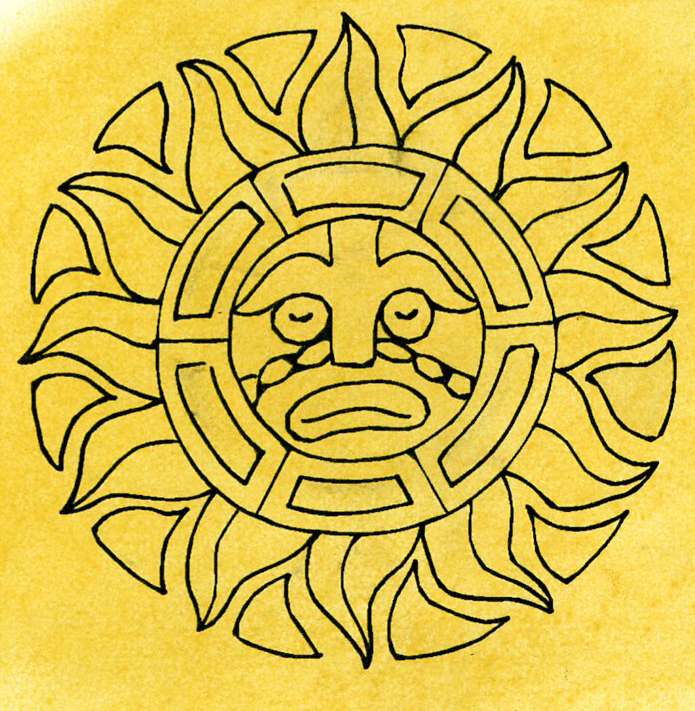 695x711 Sun Symbols - Mexican Sun Drawing