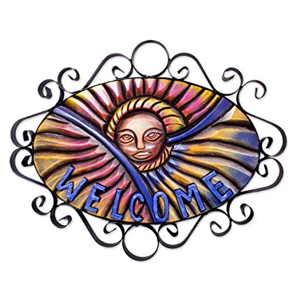 425x425 novica mexican sun forged welcome sign, iron - Mexican Sun Drawing