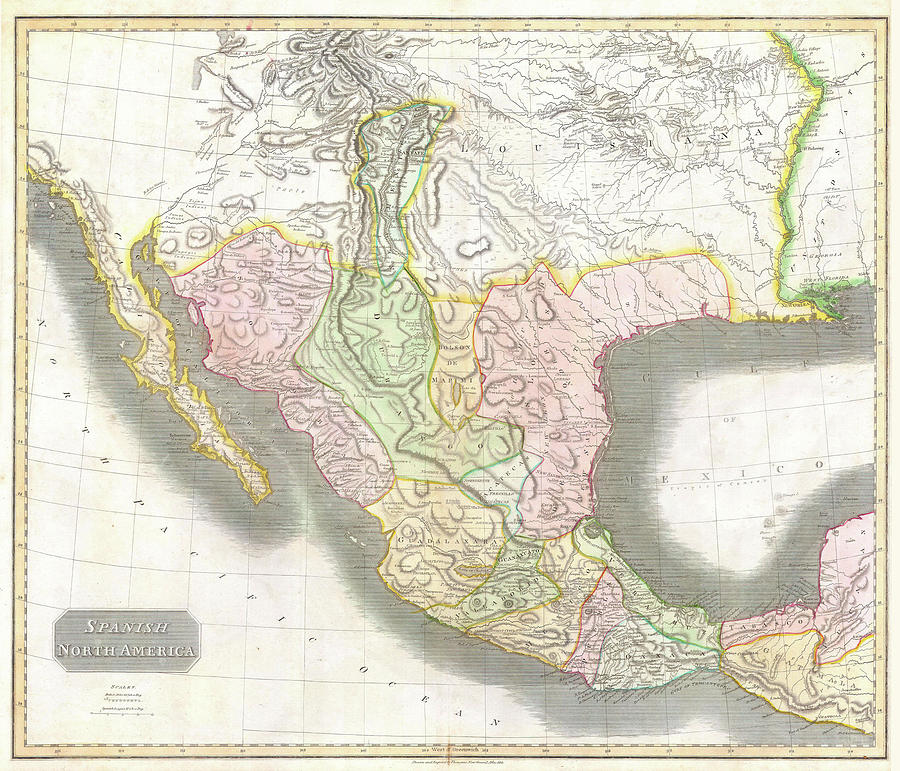 900x771 vintage map of mexico - Mexico Map Drawing