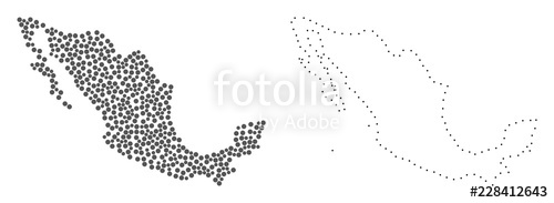 500x183 dotted and contour map of mexico created with dots vector gray - Mexico Map Drawing