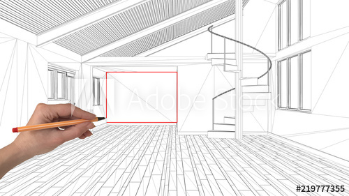 500x281 interior design project concept, hand drawing custom architecture - Mezzanine Drawing