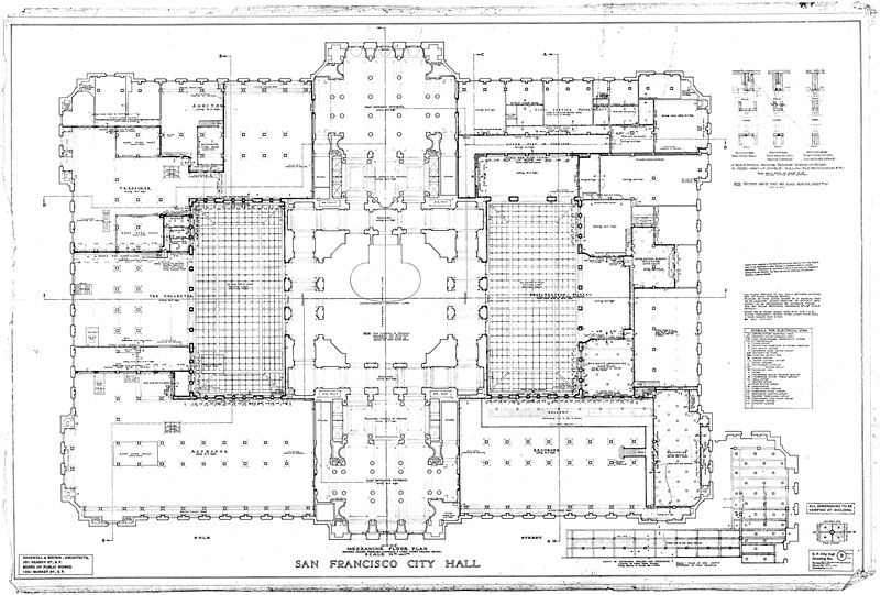 800x541 mezzanine floor plan, san francisco city hall, drawing no - Mezzanine Drawing