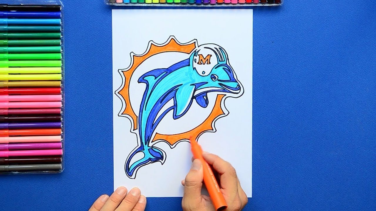 1280x720 how to draw the miami dolphins logo - Miami Dolphins Drawings
