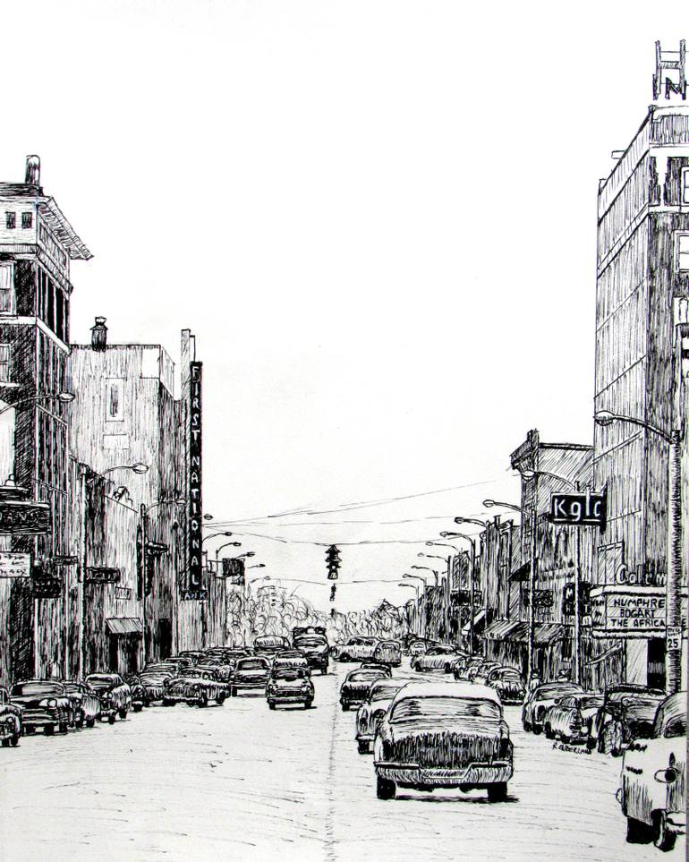 770x963 main street, miami, oklahoma, drawing - Miami Drawing