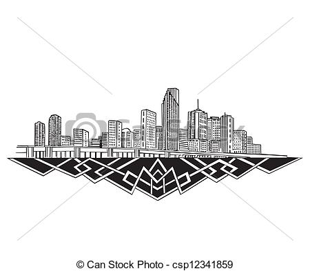 450x393 miami, fl skyline black and white vector illustration - Miami Drawing