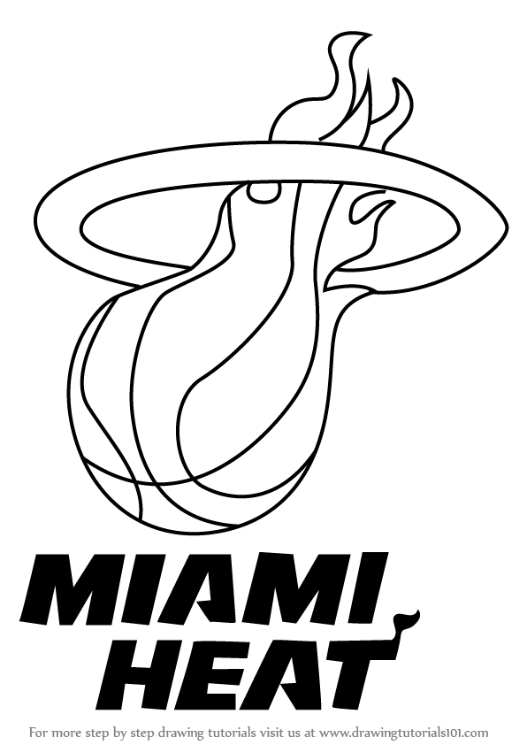 596x842 learn how to draw miami heat logo - Miami Drawing