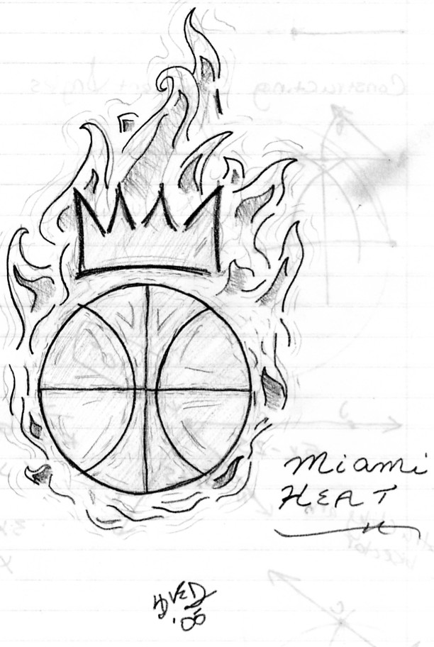 612x912 how to draw miami heat logo sketch coloring page - Miami Heat Logo Drawing
