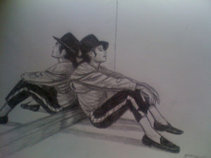 300x225 michael jackson drawing painting rare man in the mirror dancing - Michael Jackson Drawing Pictures