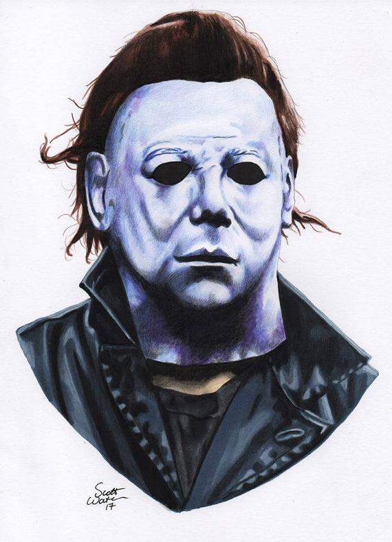 570x787 michael myers colour drawing etsy - Michael Myers Drawing.