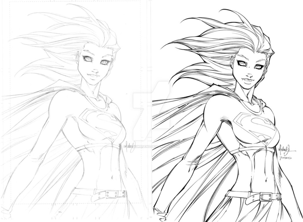 1045x765 Michael Turner Super Girl - Michael Turner Drawing