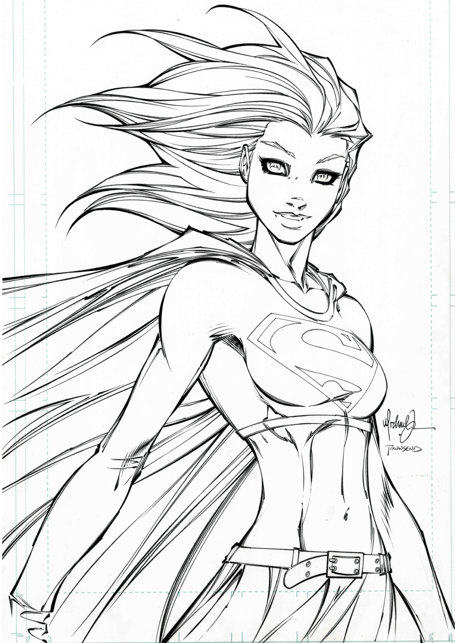 886x1250 Supergirl - Michael Turner Drawing