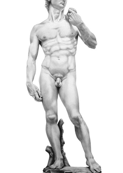 500x700 David Michelangelo Greeting Card For Sale - Michelangelo David Drawing