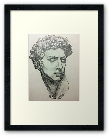 443x550 Michelangelo's David Drawing Framed Print - Michelangelo David Drawing