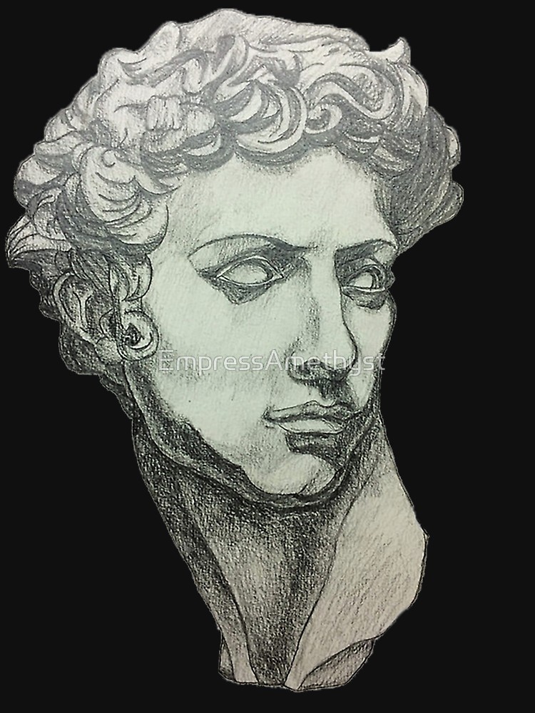 750x1000 Michelangelo's David Drawing Women's Fitted V Neck T Shirt - Michelangelo David Drawing