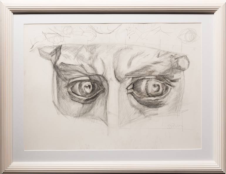 770x595 Michelangelo's David Eyes Drawing - Michelangelo David Drawing
