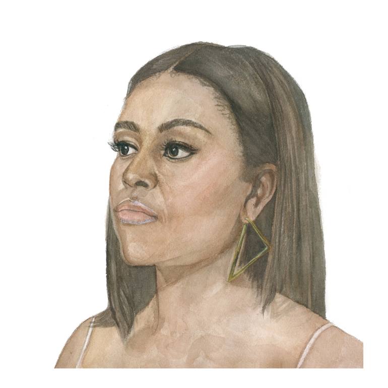 770x770 watercolor portrait of michelle obama painting - Michelle Obama Drawing