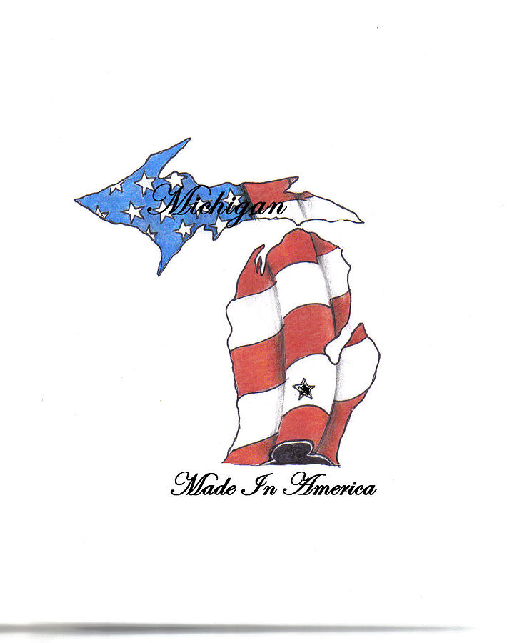 724x900 michigan made in america drawing - Michigan Drawing