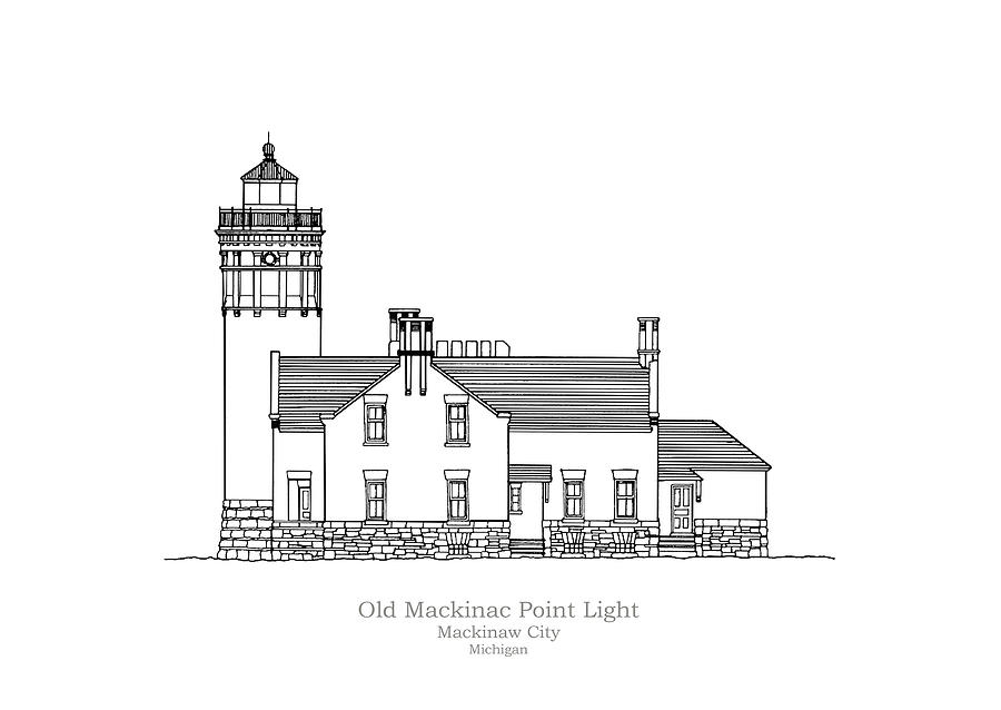 900x638 old mackinac point lighthouse - Michigan Drawing
