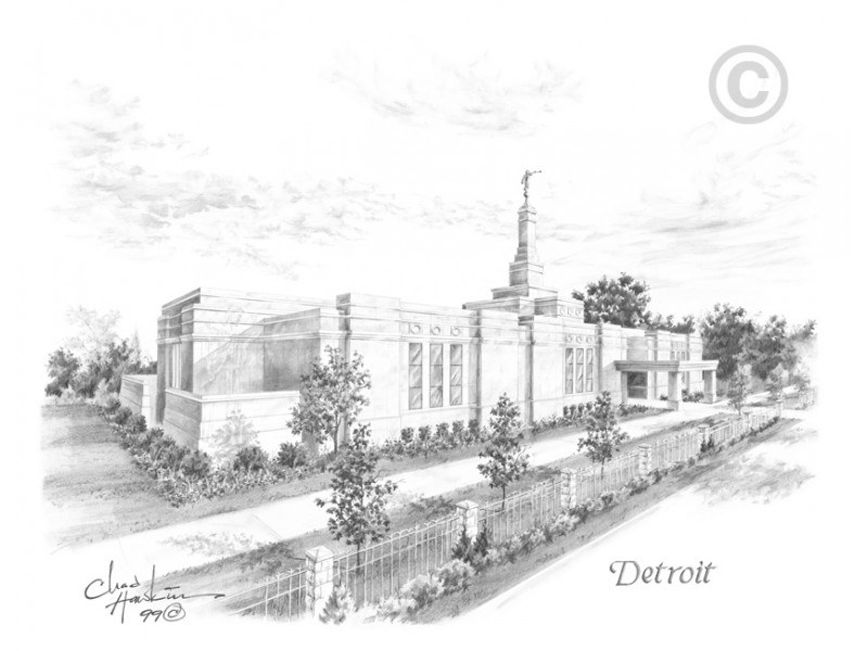 800x600 detroit michigan temple drawing - Michigan Drawing