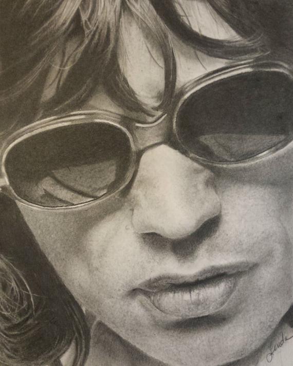 570x713 pencil portrait original mick jagger etsy - Mick Jagger Drawing